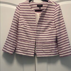 Talbots Women's Striped Blazer - Lavender and White